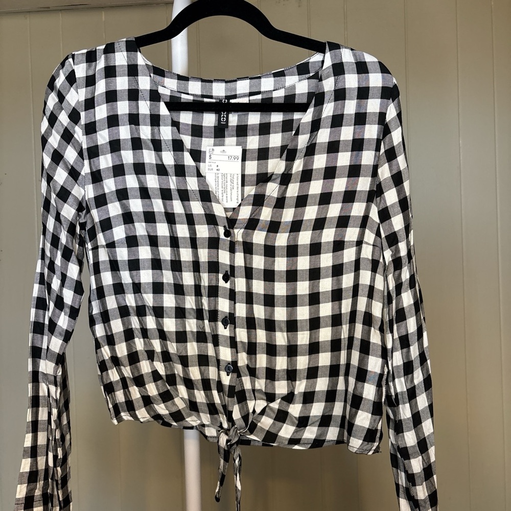H&M Monochrome Checkered Blouse